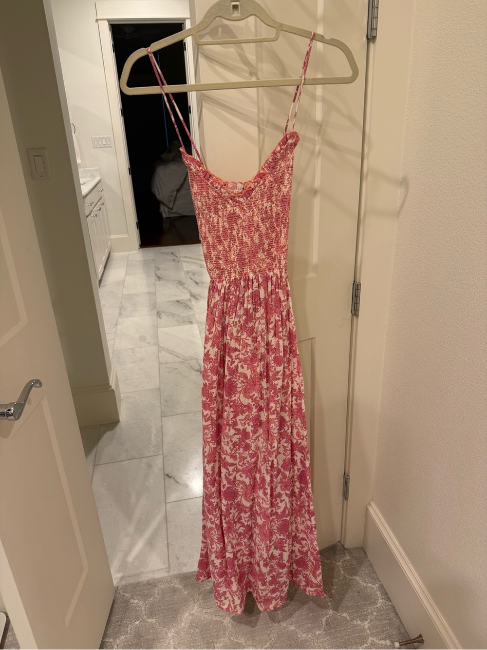 Free People Pink Floral Smocked Maxi Dress